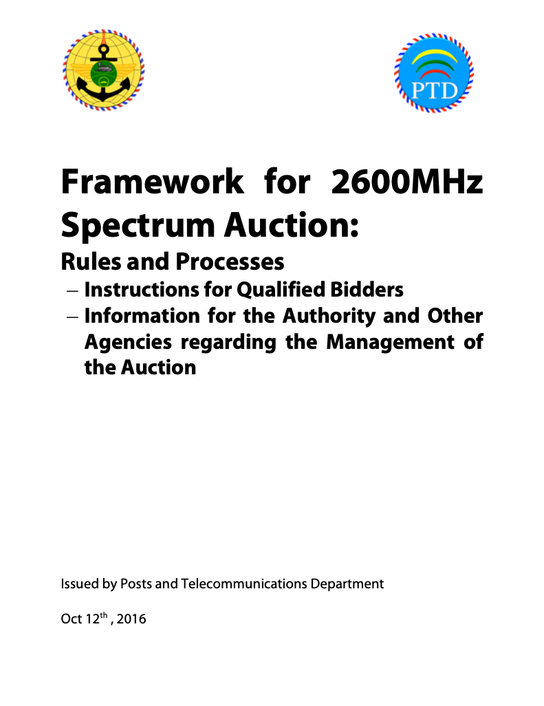 2600 MHz Auction Framework with Clarification