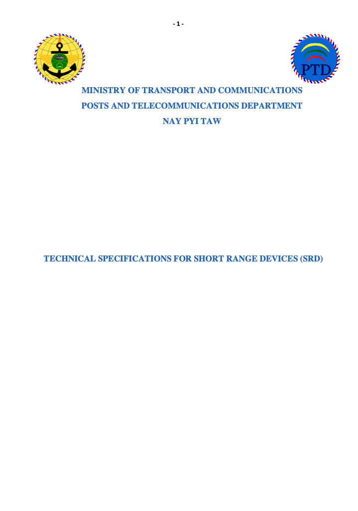 Technical Specifications for Short-Range Devices